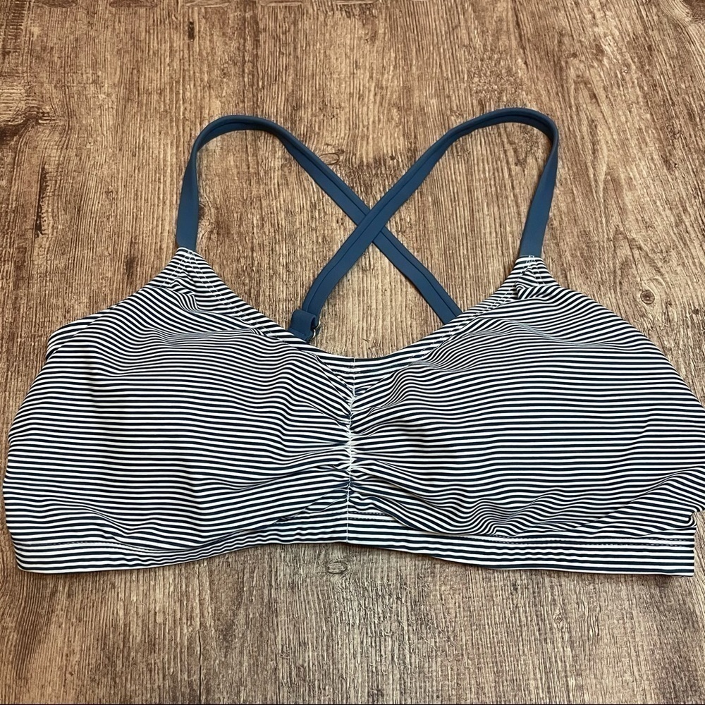 Xhilaration Lace-Up Back Bikini Top Blue Striped